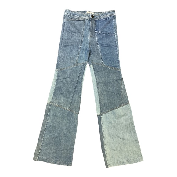 Free People Denim - Free People high rise patchwork flares.